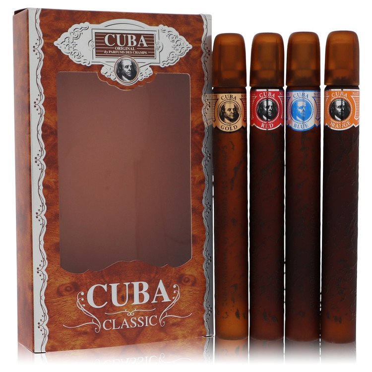 Cuba Gold By Fragluxe Gift Set Cuba Variety Set Includes All Four 1.15 Oz Sprays, Cuba Red, Cuba Blue, Cuba Gold And Cuba Orange (Men) - Rochan Shop