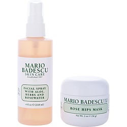 Mario Badescu By Mario Badescu Rose Mask & Mist Duo Set: Facial Spray With Aloe, Herbs And Rosewater 4oz + Rose Hips Mask 2oz (Women) - Rochan Shop