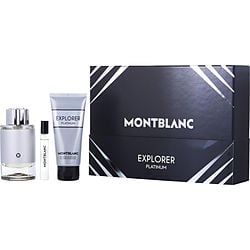 Mont Blanc Explorer Platinum By Mont Blanc Eau De Parfum Spray 3.3 Oz & Shower Gel 3.3 Oz & Eau De Parfum Spray 0.25 Oz Mini (Men) - Rochan Shop