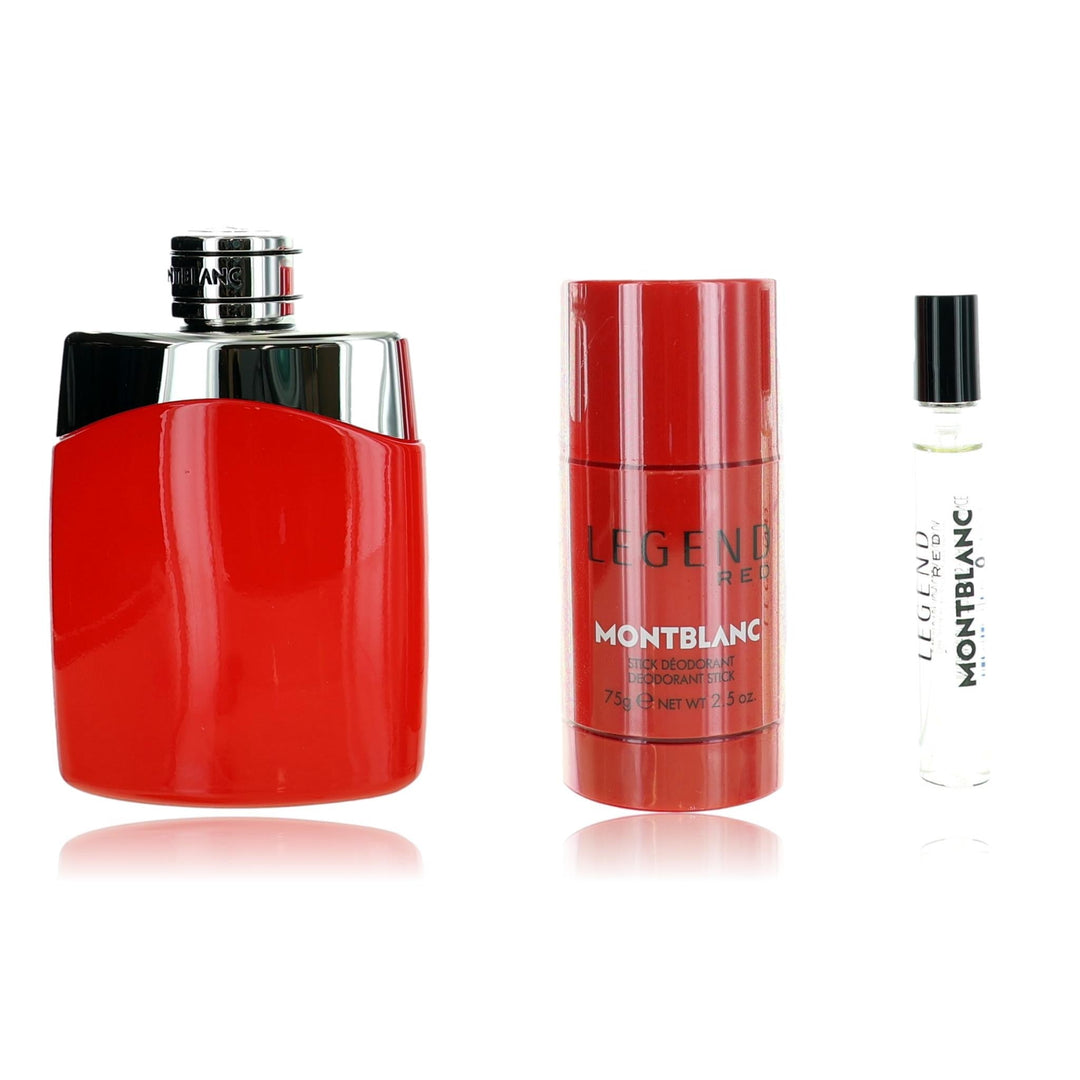 Mont Blanc Legend Red By Mont Blanc, 3 Piece Gift Set For Men - Rochan Shop