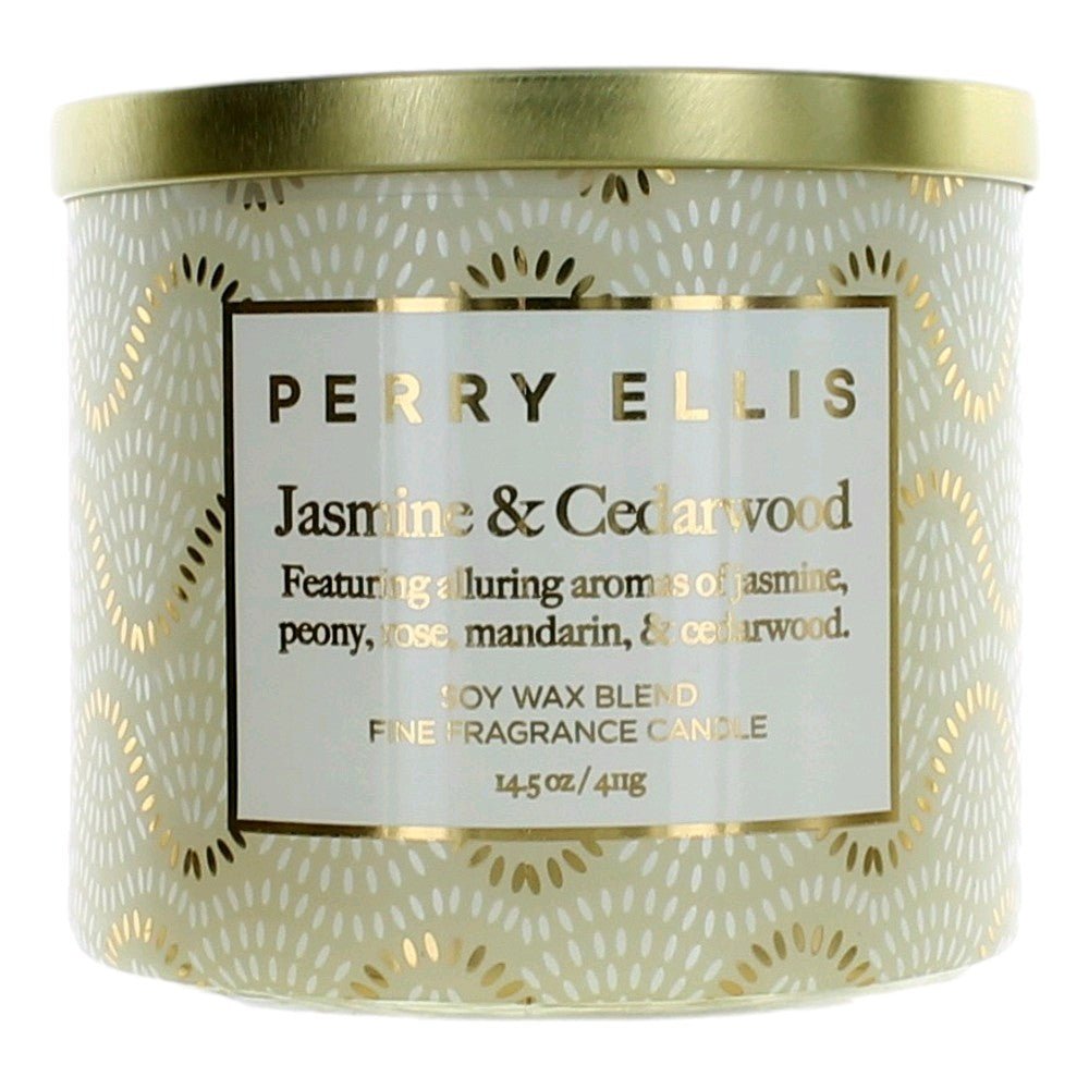 Perry Ellis 14.5 Oz Soy Wax Blend 3 Wick Candle Jasmine & Cedarwood - Rochan Shop