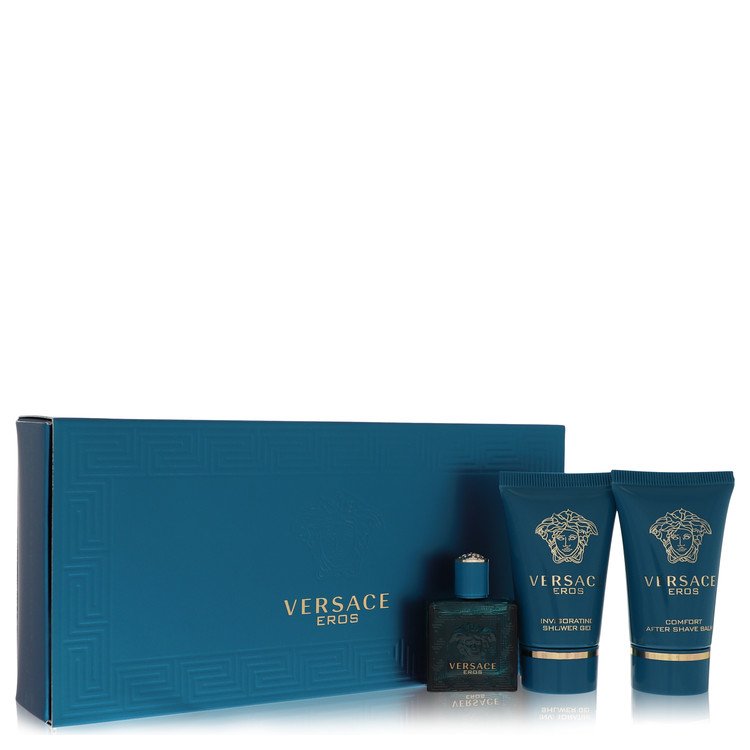 Versace Eros By Versace Gift Set .17 Oz Mini Edt + .8 Oz Shower Gel + .8 Oz After Shave Balm (Men) - Rochan Shop