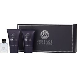 Versace Pour Homme By Gianni Versace Edt 0.17 Oz Mini & Aftershave Balm 0.8 Oz & Hair And Body Shampoo 0.8 Oz (Men) - Rochan Shop