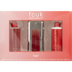 Fcuk Connect By French Connection Edt Spray 3.4 Oz & Body Lotion 8.4 Oz & Body Mist 8.4 Oz (Women) - Rochan Shop