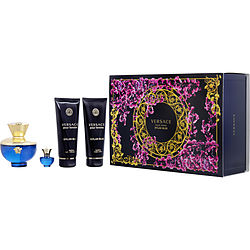 Versace Dylan Blue By Gianni Versace Eau De Parfum Spray 3.4 Oz & Body Lotion 3.4 Oz & Shower Gel 3.4 Oz & Eau De Parfum 0.17 Oz Mini (Women) - Rochan Shop