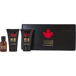 Dsquared2 Wood By Dsquared2 Edt Spray 0.17 Oz & Aftershave Balm 0.8 Oz & Shower Gel 0.8 Oz (Men) - Rochan Shop