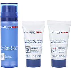 Clarins By Clarins (Men) Super Moisture Balm 50ml + Active Fash Wash 30ml + Shampoo 30ml (Men) - Rochan Shop