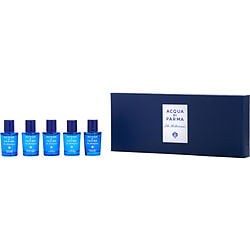 Acqua Di Parma Blue Mediterraneo Variety By Acqua Di Parma 5 Piece Variety With Arancia Di Capri & Bergamotto Di Calabria & Fico Di Amalfi & Mirto Di Panarea & Mandorlo Di Sicilia And All Are Edt 0.17 Oz Mini (Unisex) - Rochan Shop