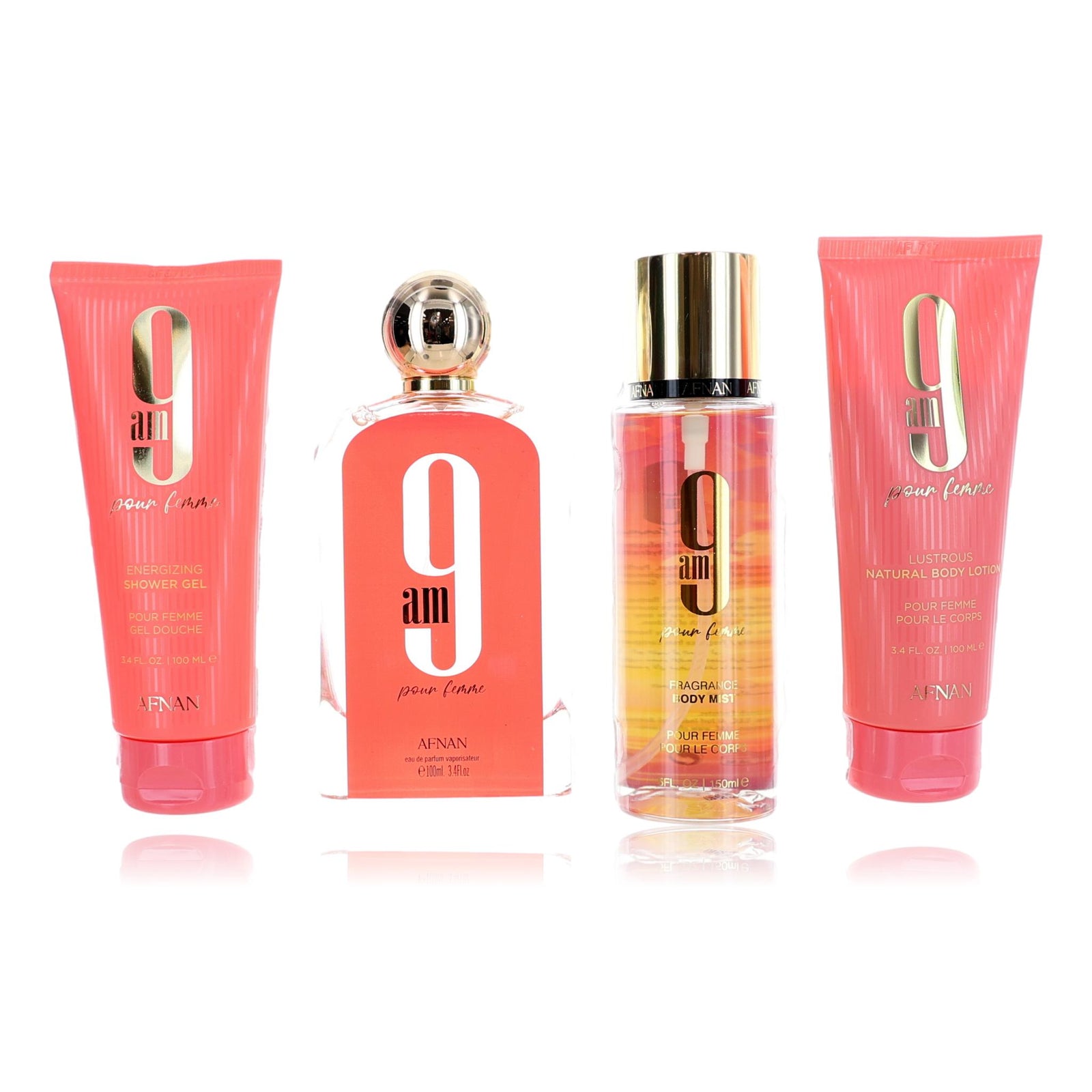 9 Am Pour Femme By Afnan, 4 Piece Gift Set For Women - Rochan Shop