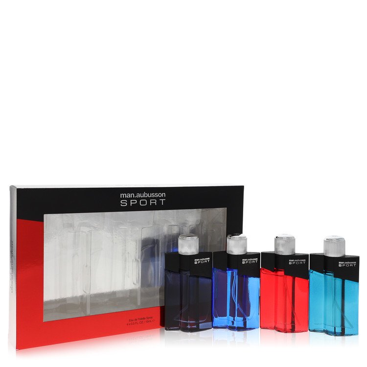 Man Aubusson Sport 4 X 0.5oz Sport Edt Spray ( One Each Of Sport Blue, Sport Red, Sport Aqua, Sport Black) By Aubusson (Men)