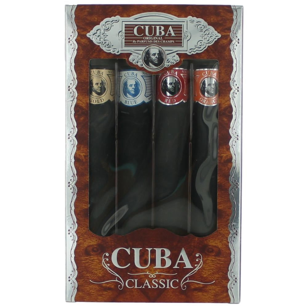 Cuba Classic By Cuba, 4 Piece Gift Set Men With Orange, Red, Blue & Gold