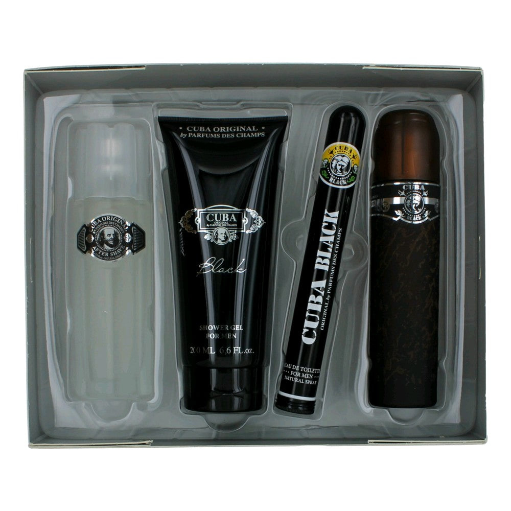 Cuba Black By Cuba, 4 Piece Gift Set For Men