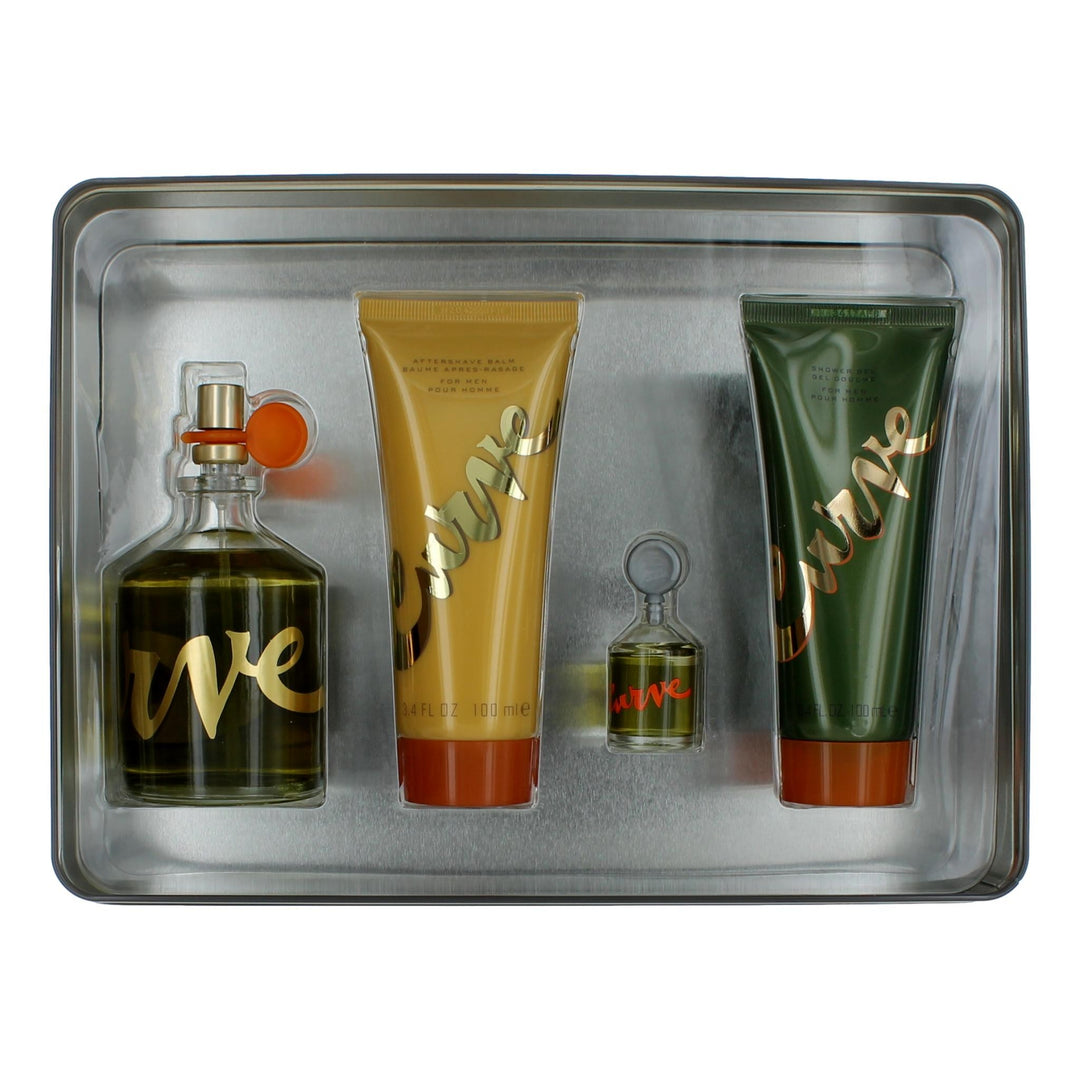 Curve By Liz Claiborne, 4 Piece Gift Set Men With 4.2 Oz In A Tin Box