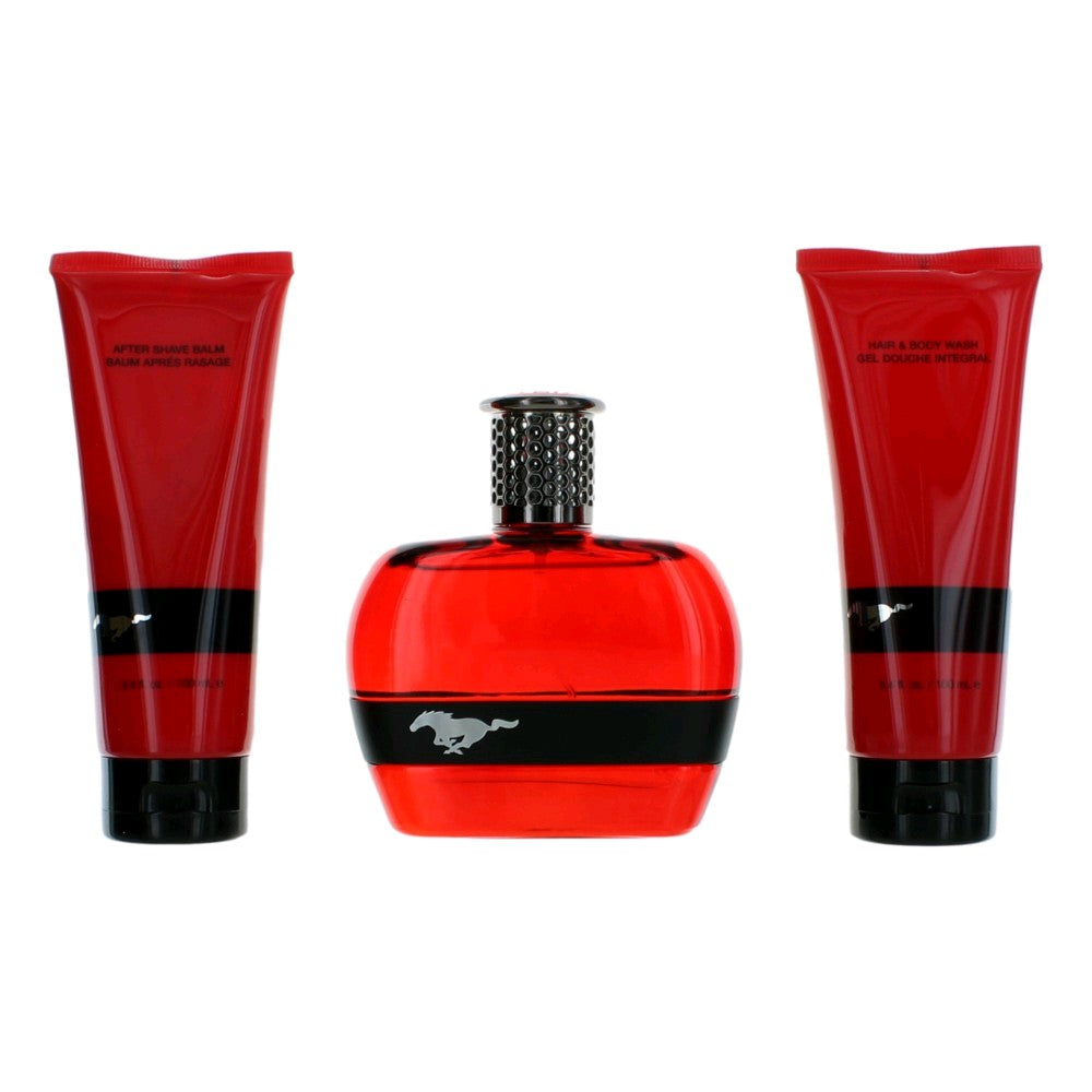 Mustang Red By Mustang, 3 Piece Gift Set For Men