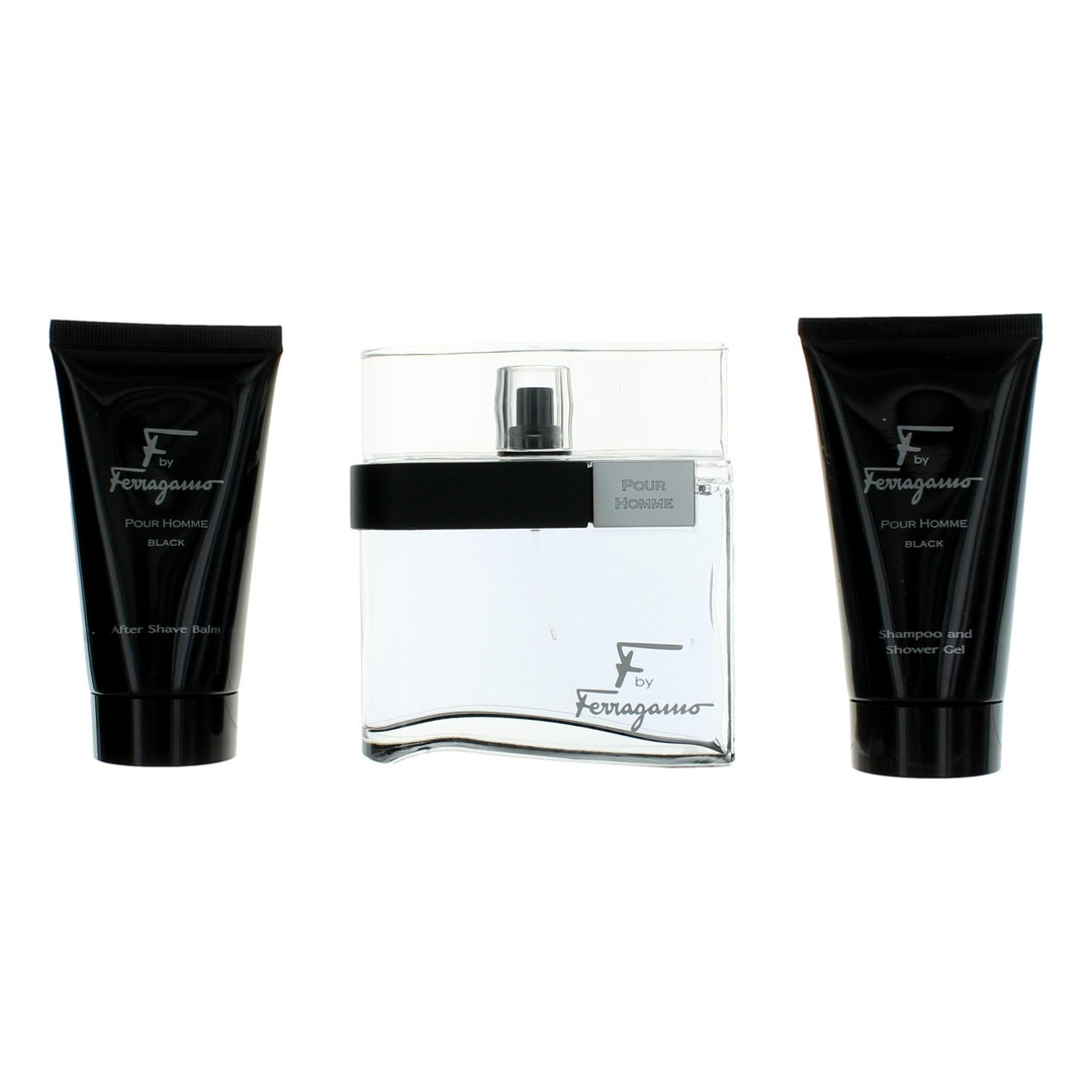 F Black By Salvatore Ferragamo, 3 Piece Gift Set For Men