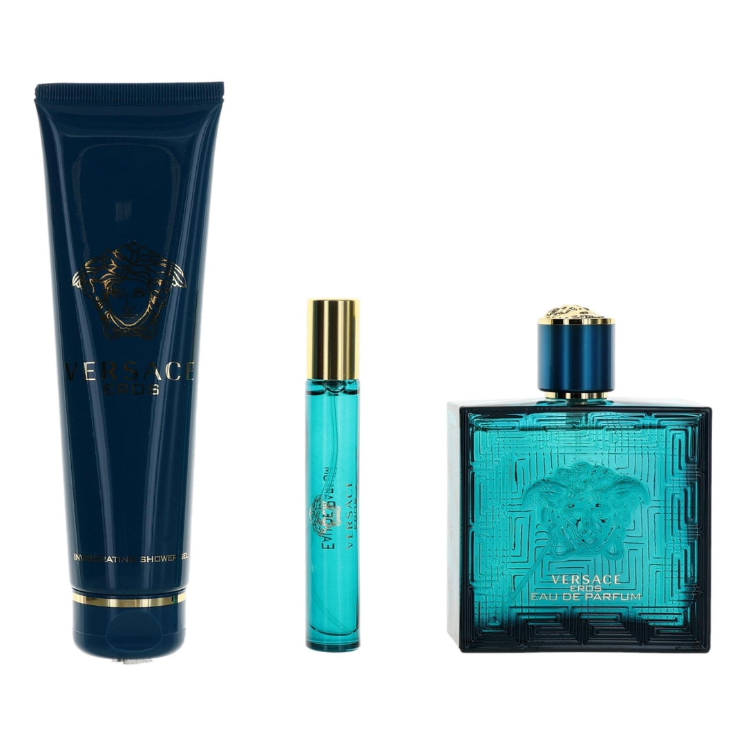 Eros By Versace, 3 Piece Gift Set For Men Edp