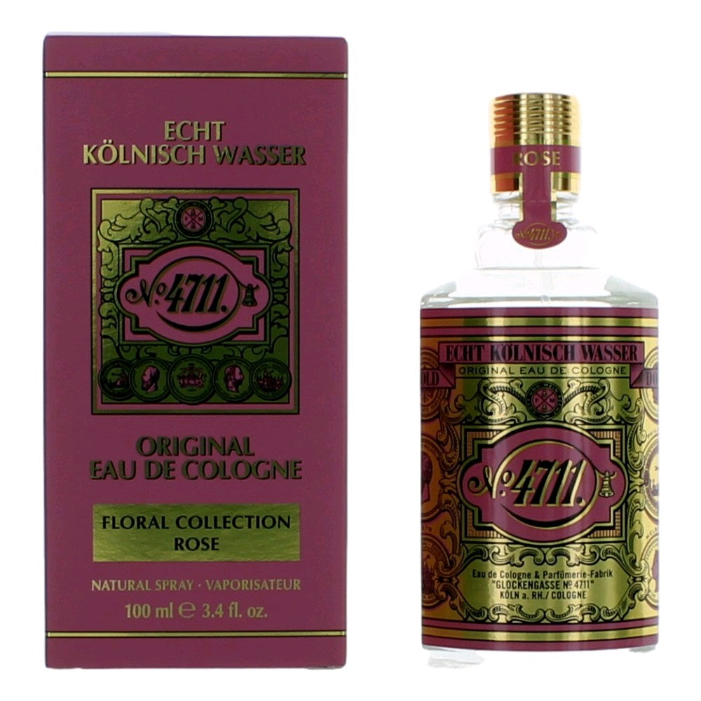 4711 Floral Collection Rose By 4711, 3.4oz Eau De Cologne Spray For Unisex