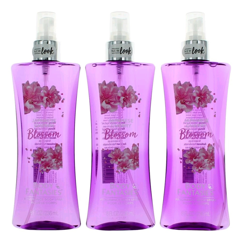 Japanese Cherry Blossom By Body Fantasies, 3 Pack 8oz Fragrance Body Spray Women