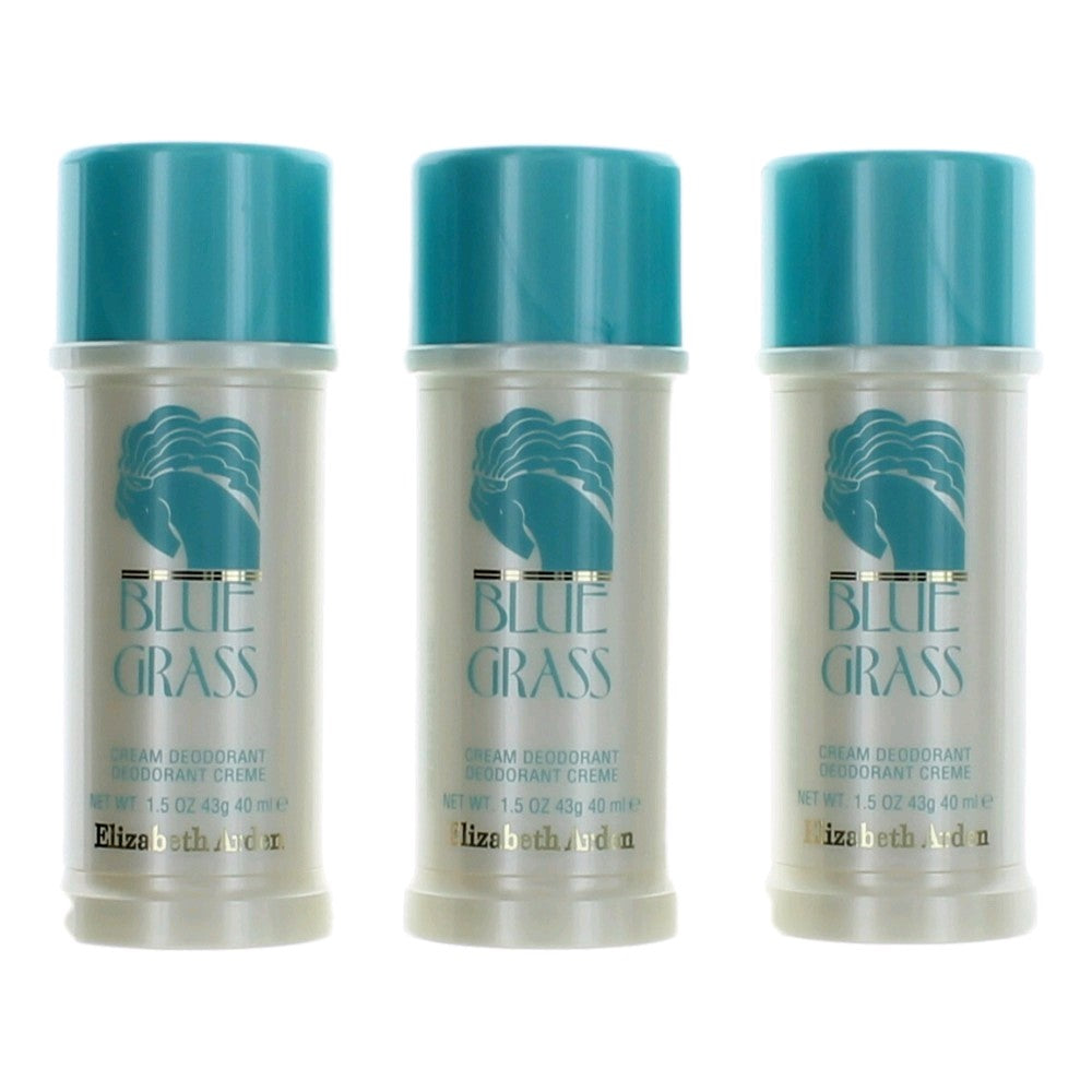 Blue Grass By Elizabeth Arden, 3x1.5oz (4.5oz Total) Cream Deodorant Women