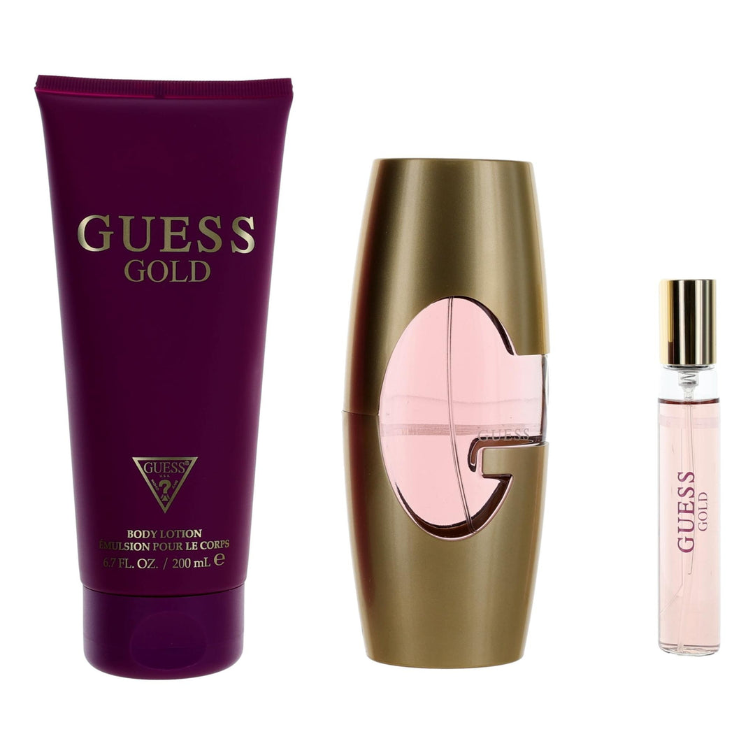 Guess Gold By Parlux, 3 Piece Gift Set For Women