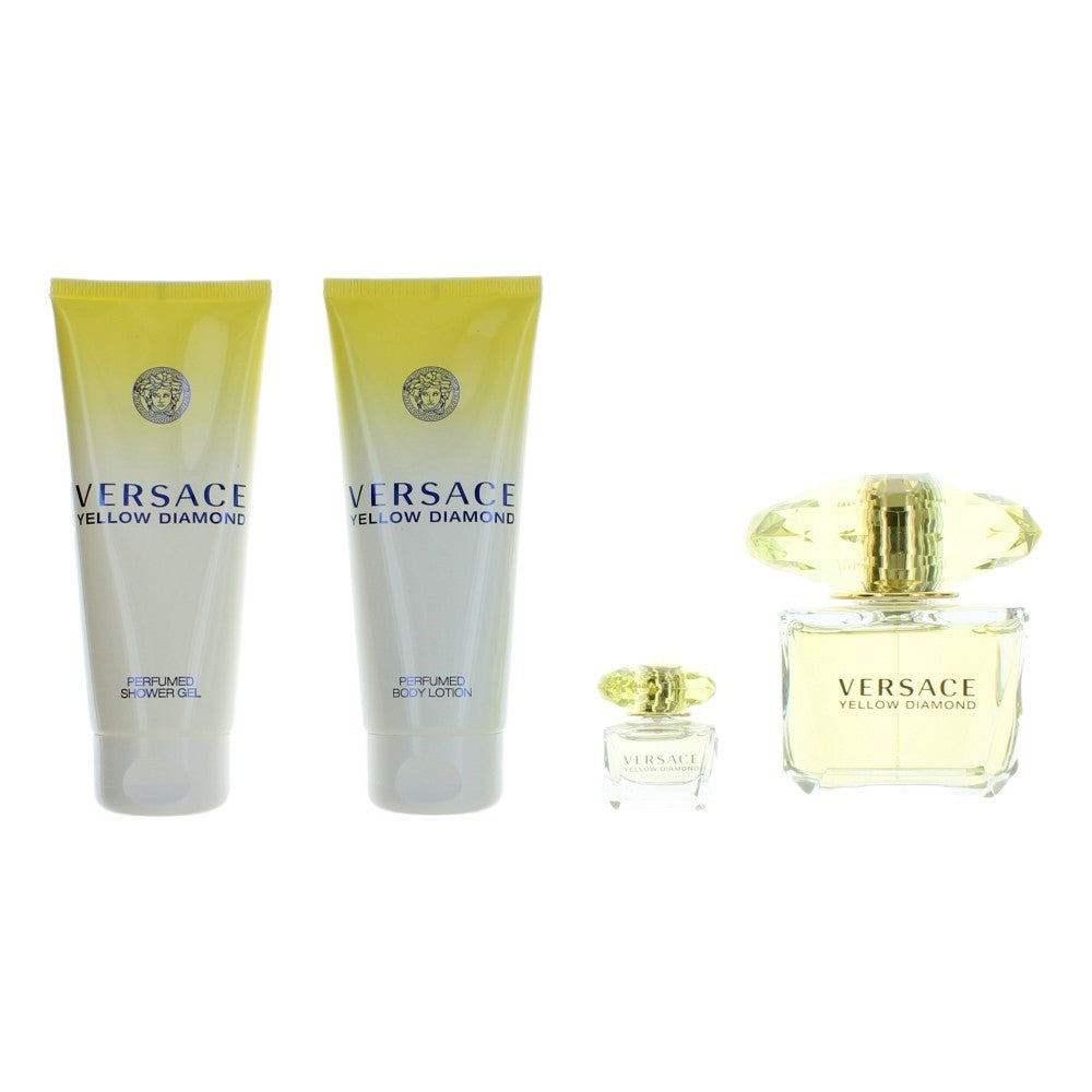 Versace Yellow Diamond By Versace, 4 Piece Gift Set For Women - Rochan Shop