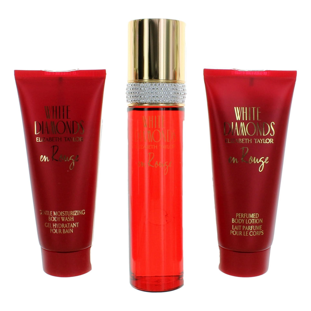 White Diamonds En Rouge By Elizabeth Taylor, 3 Piece Gift Set Women