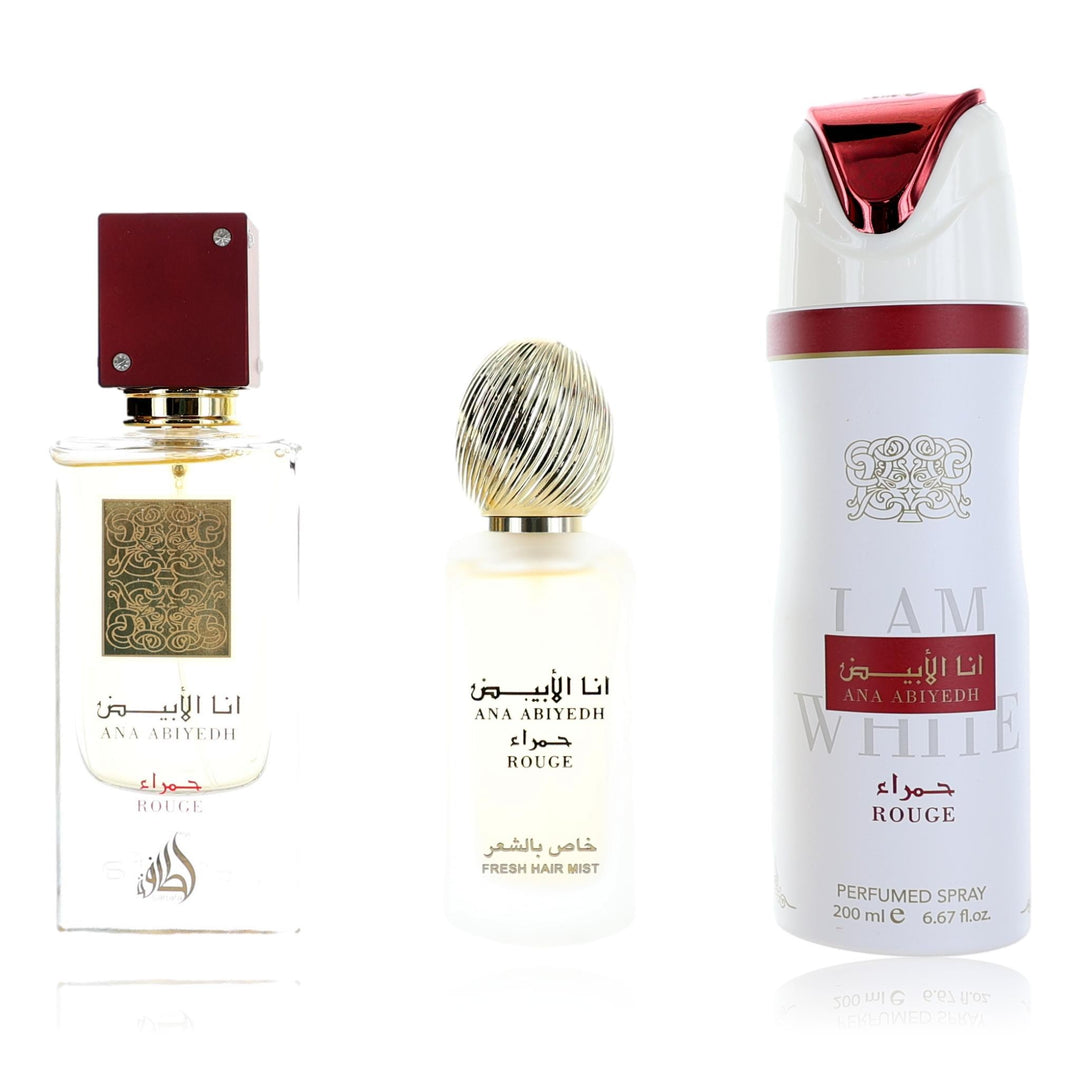 Ana Abiyedh Rouge By Lattafa, 3 Piece Gift Set For Unisex