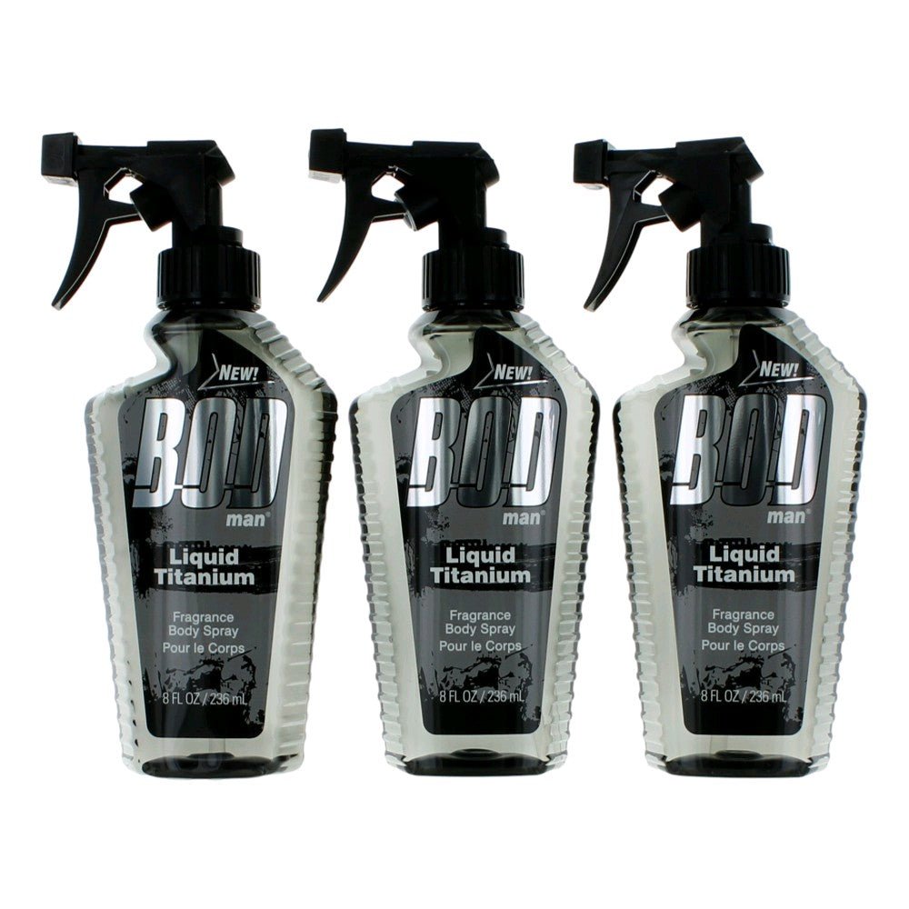 Bod Man Liquid Titanium By Parfums De Coeur, 3 Pack 8oz Fragrance Body Spray Men - Rochan Shop