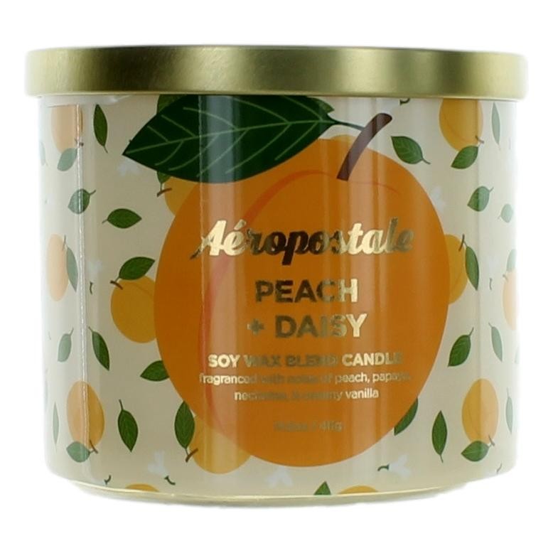 Aeropostale 14.5 Oz Soy Wax Blend 3 Wick Candle Peach & Daisy