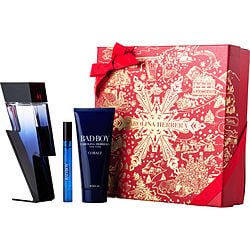 Ch Bad Boy Cobalt By Carolina Herrera Eau De Parfum Electrique Spray 3.4 Oz & Shower Gel 3.4 Oz & Eau De Parfum Spray 0.34 Oz Mini (Men) - Rochan Shop