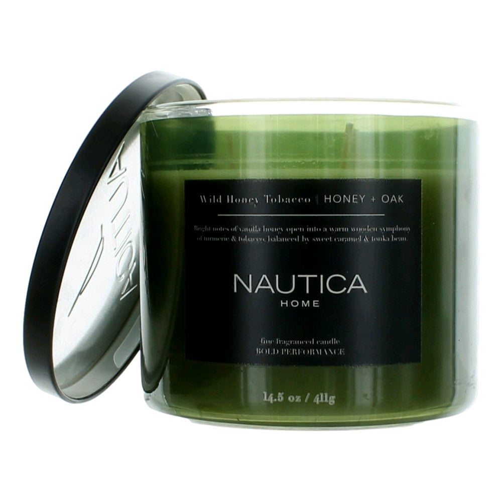 Nautica 14.5oz Soy Wax Blend 3 Wick Candle Wild Honey Tobacco Honey & Oak