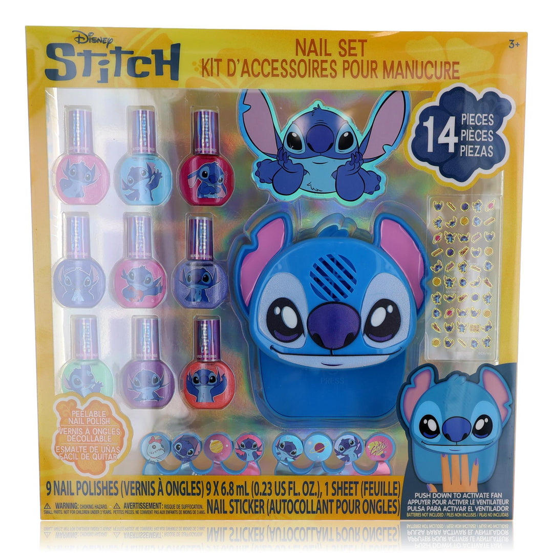Stitch Nail Set With Nail Dryer By Disney, 14 Piece Set For Kids