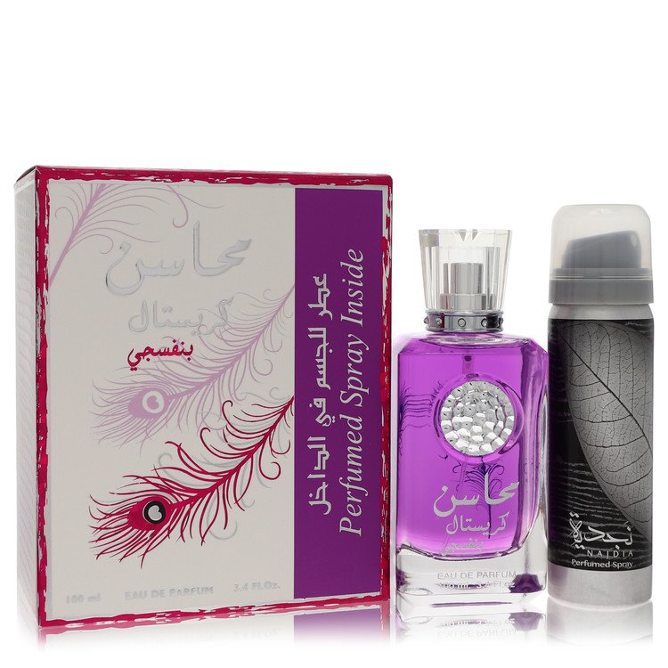 Lattafa Mahasin Crystal Violet Eau De Parfum Spray With 1.7 Oz Deodorant Spray By Lattafa (Women) - Rochan Shop