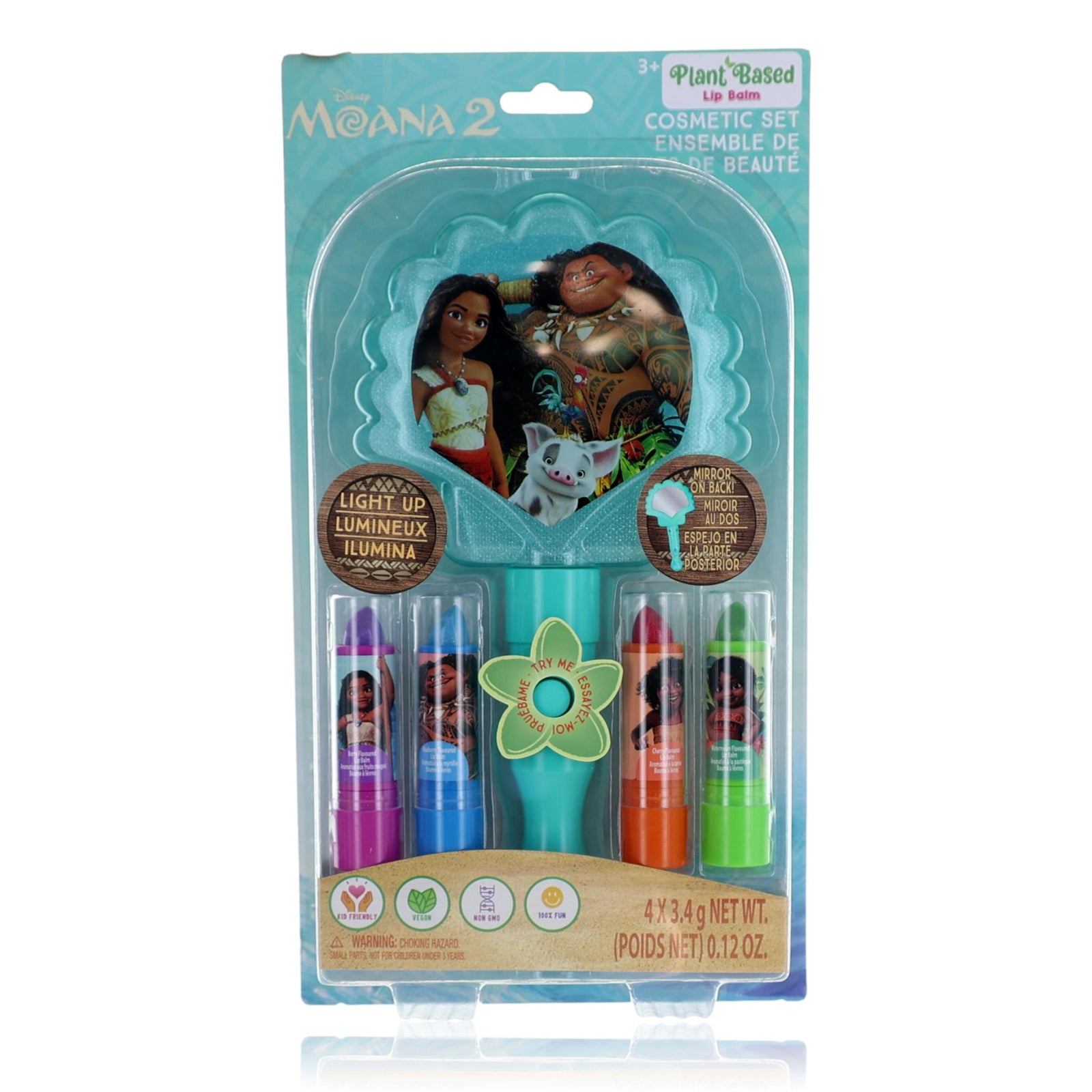 Moana Light Up Mirror & Lip Balms By Disney, 5 Piece Cosmetic Set For Kids - Rochan Shop