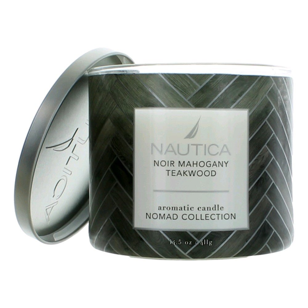 Nautica 14.5 Oz Soy Wax Blend 3 Wick Candle Noir Mahogany Teakwood - Rochan Shop