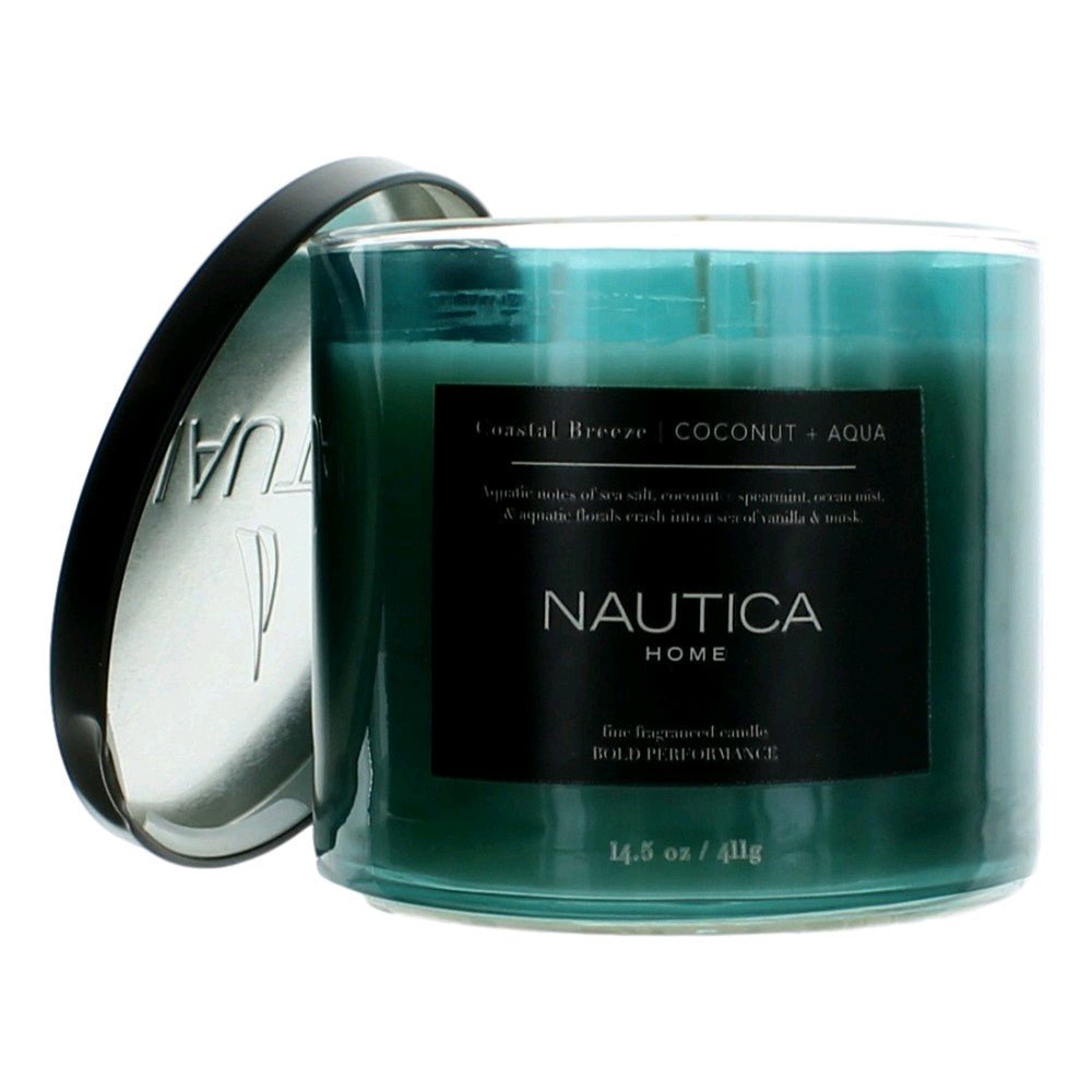 Nautica 14.5oz Soy Wax Blend 3 Wick Candle Coastal Breeze Coconut & Aqua - Rochan Shop