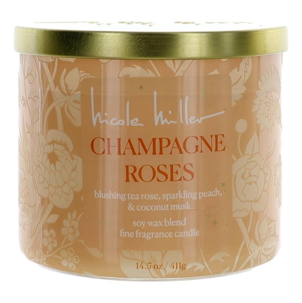 Nicole Miller 14.5 Oz Soy Wax Blend 3 Wick Candle Champagne Roses - Rochan Shop