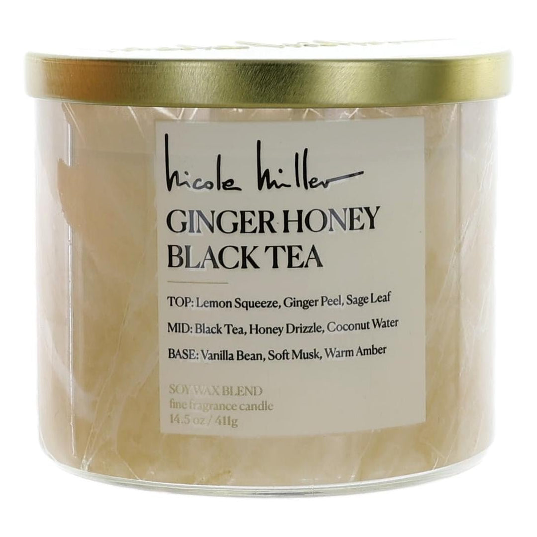 Nicole Miller 14.5oz Soy Wax Blend 3 Wick Candle Ginger Honey Black Tea - Rochan Shop
