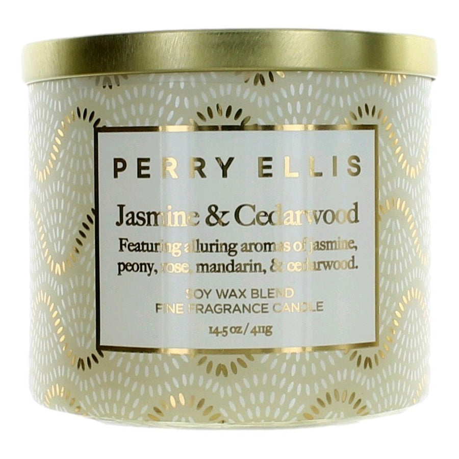 Perry Ellis 14.5 Oz Soy Wax Blend 3 Wick Candle Jasmine & Cedarwood - Rochan Shop