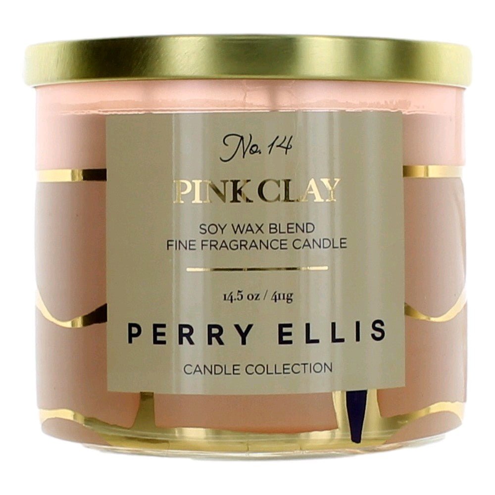 Perry Ellis 14.5 Oz Soy Wax Blend 3 Wick Candle Pink Clay - Rochan Shop