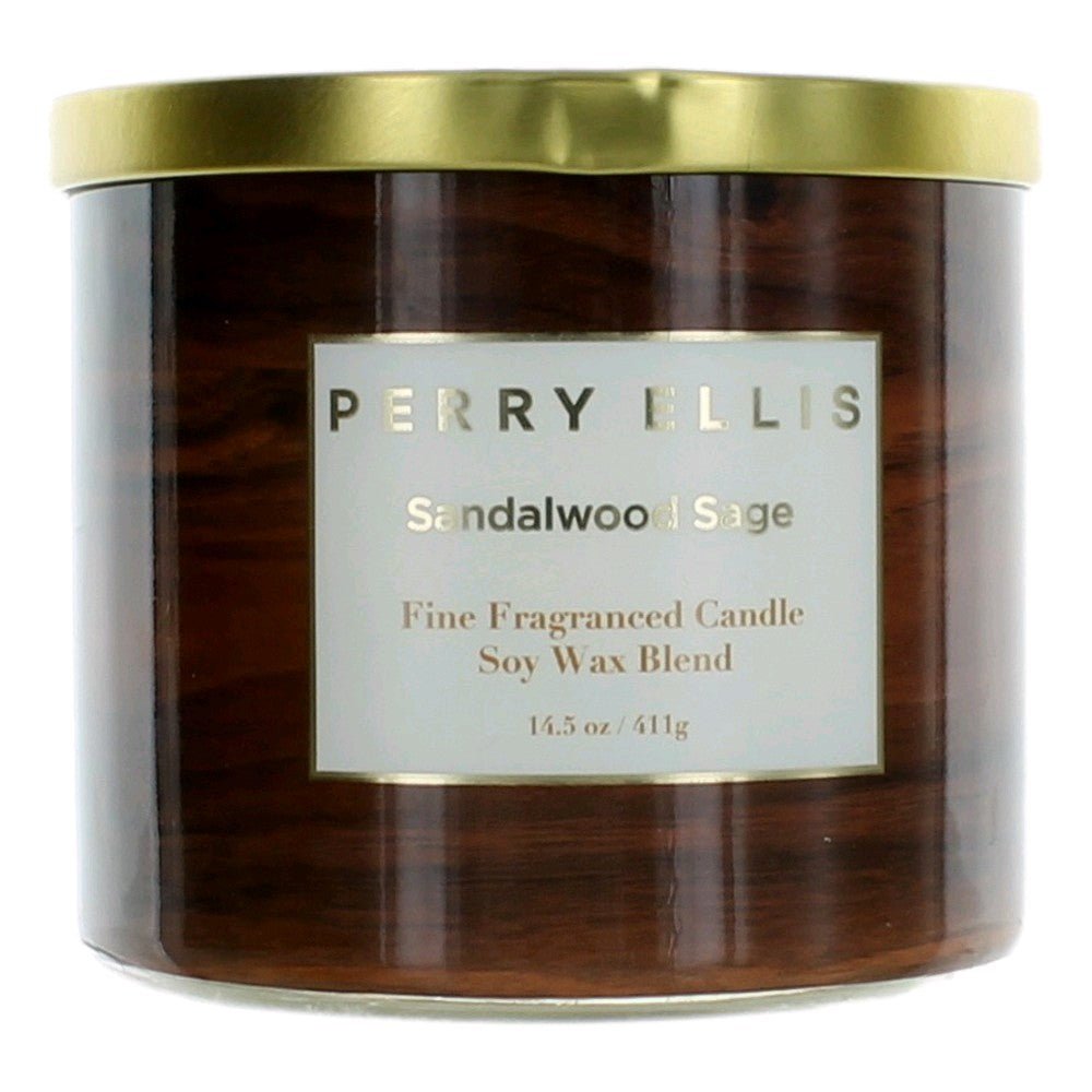Perry Ellis 14.5 Oz Soy Wax Blend 3 Wick Candle Sandalwood Sage . - Rochan Shop