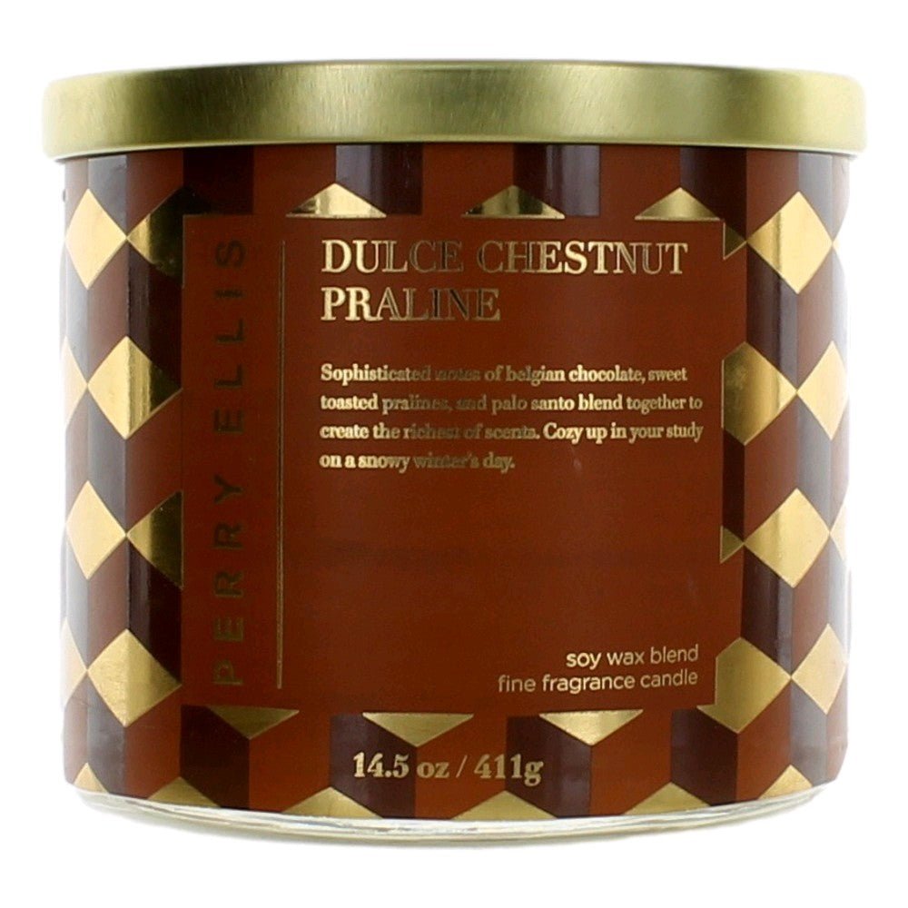 Perry Ellis 14.5oz Soy Wax Blend 3 Wick Candle Dulce Chestnut Praline - Rochan Shop