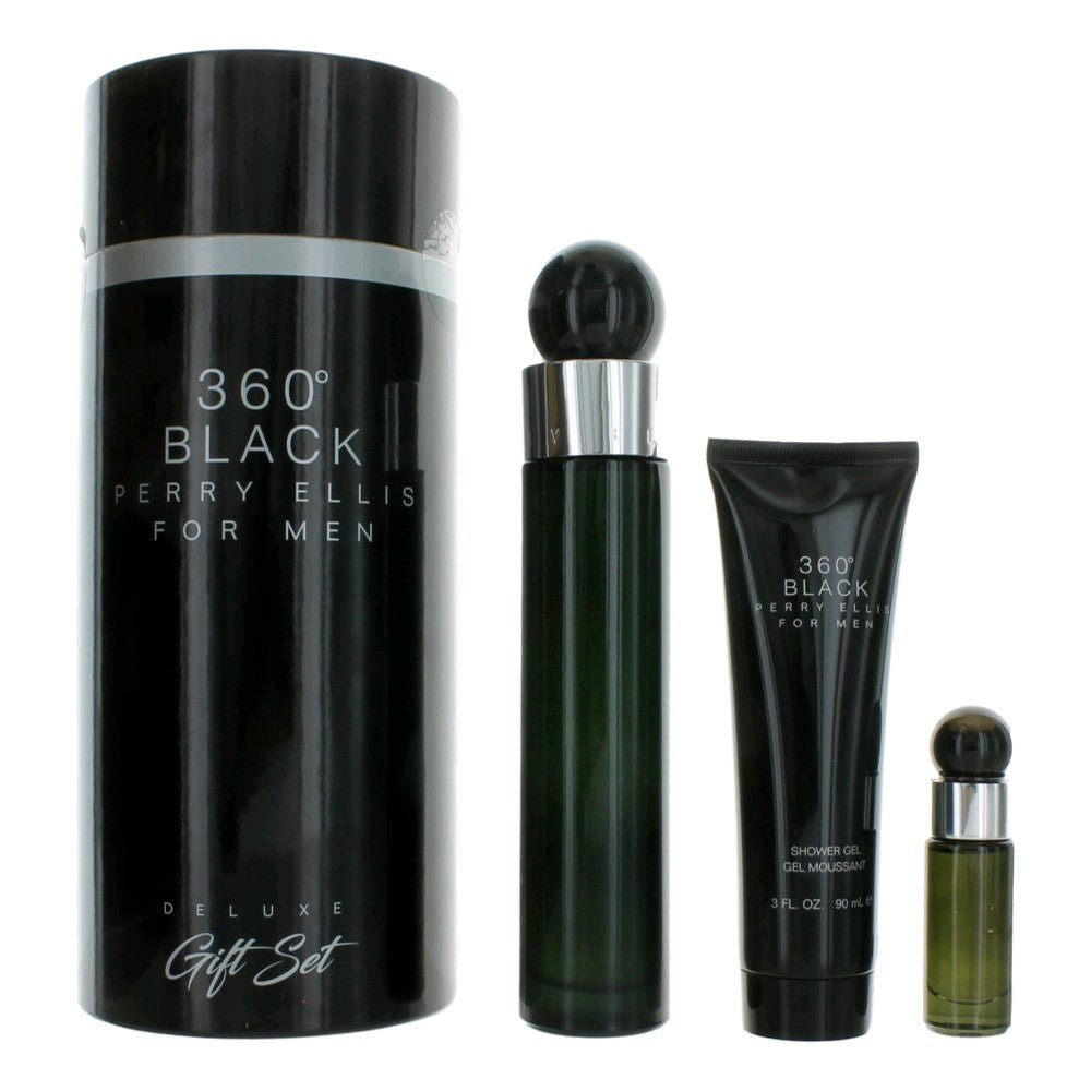 Perry Ellis 360 Black By Perry Ellis, 3 Piece Gift Set For Men - Rochan Shop