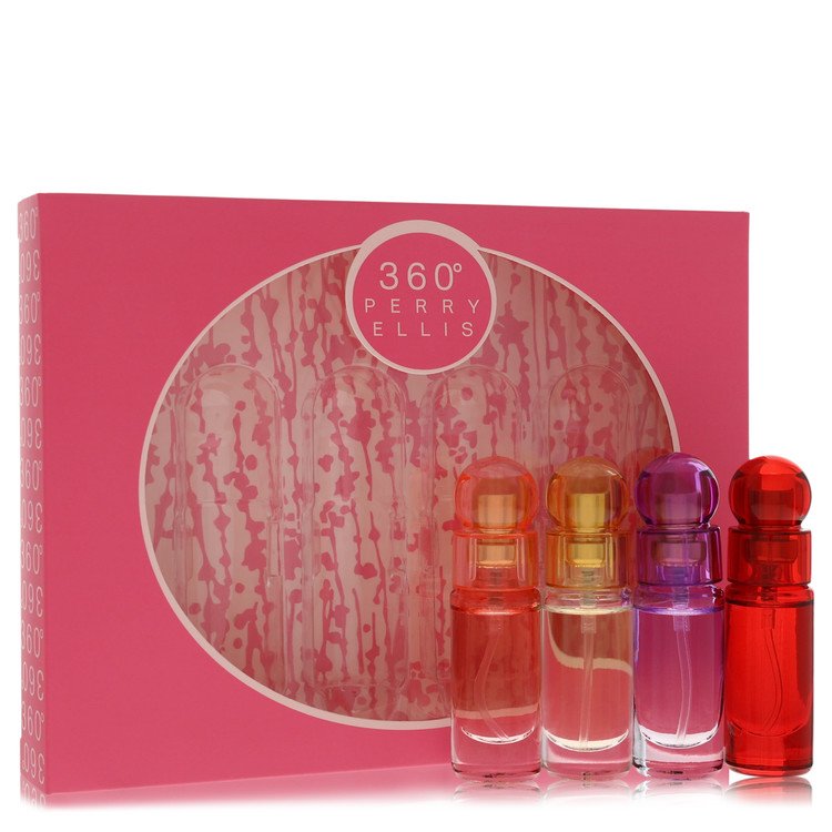 Perry Ellis 360 By Perry Ellis Gift Set Four Piece Travel Gift Set Includes .25 Oz Mini Eau De Parfum Spray Of Each. 360 Coral, 360 For (Women), 360 Purple, 360 Red. (Women) - Rochan Shop