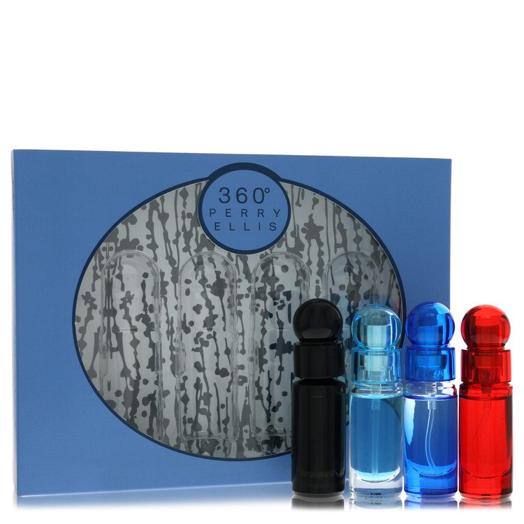 Perry Ellis 360 By Perry Ellis Gift Set Four Piece Travel Gift Set Includes .25 Oz Mini Edt Spray Of Each. 360 Black, 360 For (Men), 360 Very Blue, 360 Red. (Men) - Rochan Shop