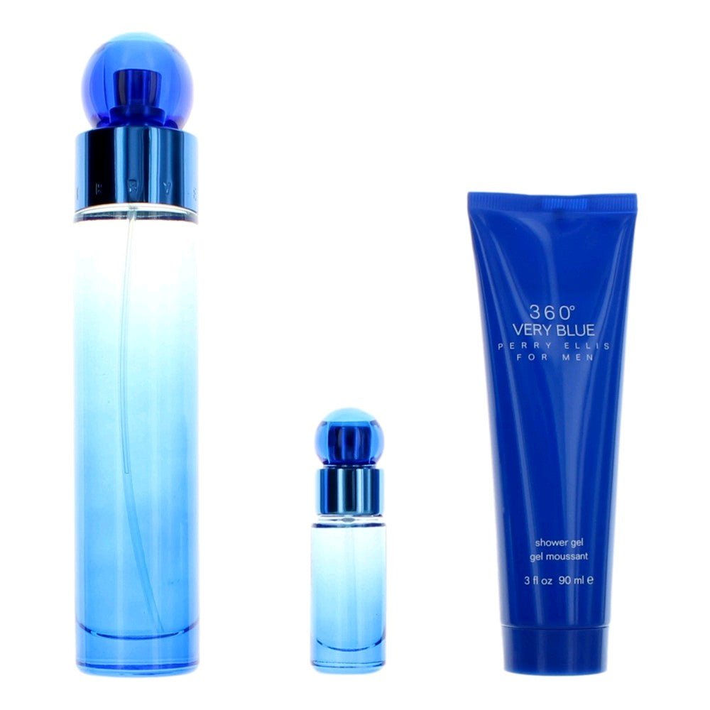 Perry Ellis 360 Very Blue By Perry Ellis, 3 Piece Gift Set For Men - Rochan Shop