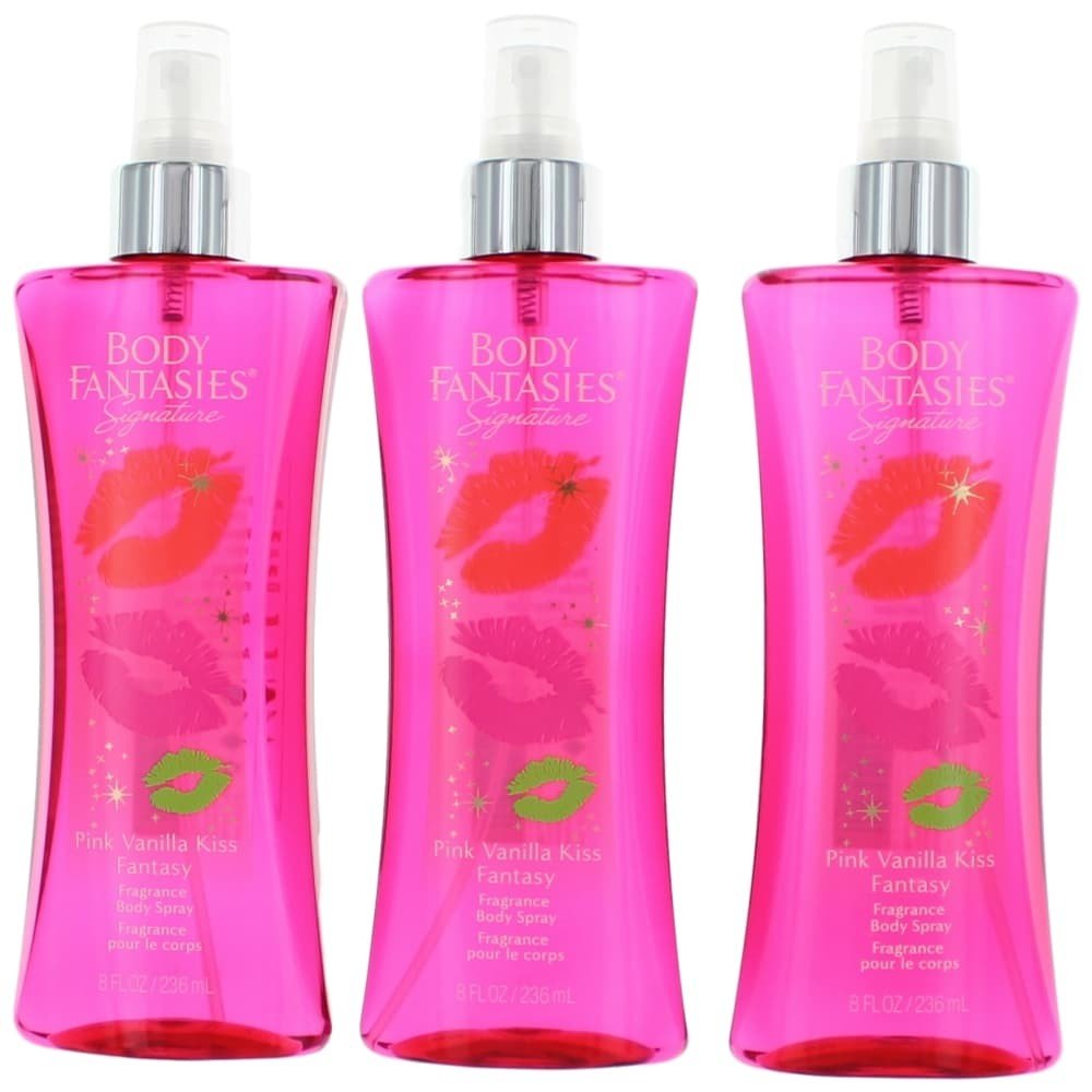 Pink Vanilla Kiss Fantasy , 3 Pack 8oz Fragrance Body Spray Women - Rochan Shop