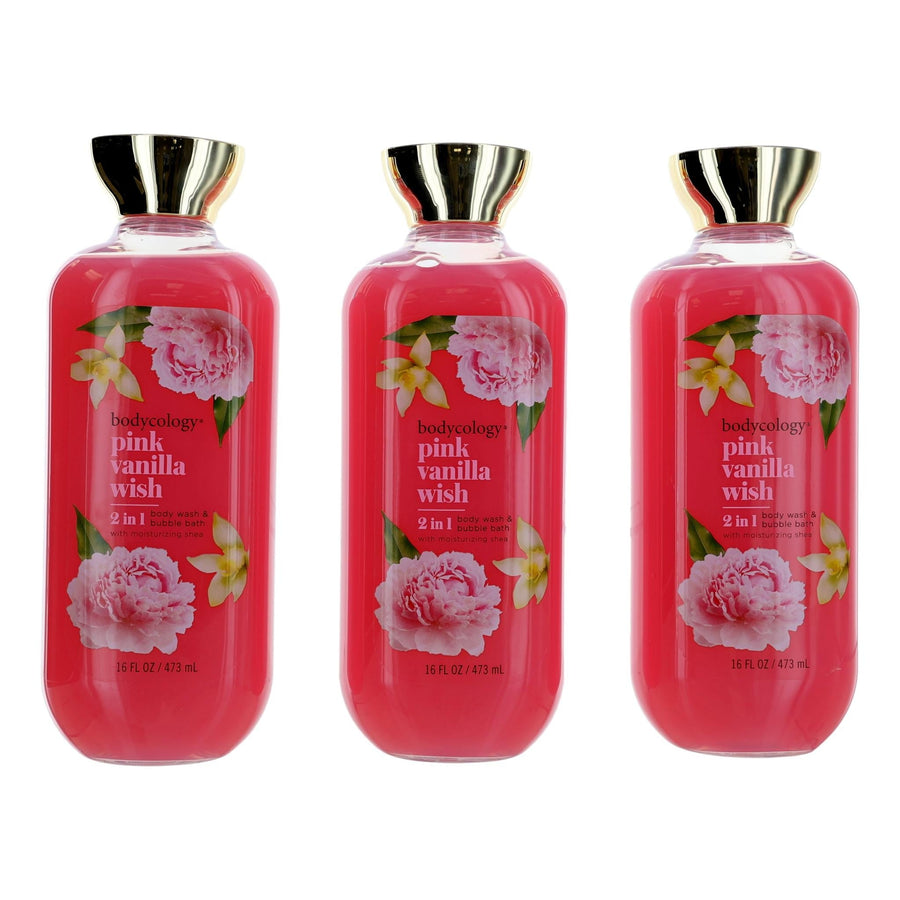 Pink Vanilla Wish, 3 Pack 16oz 2 In 1 Body Wash & Bubble Bath Women - Rochan Shop
