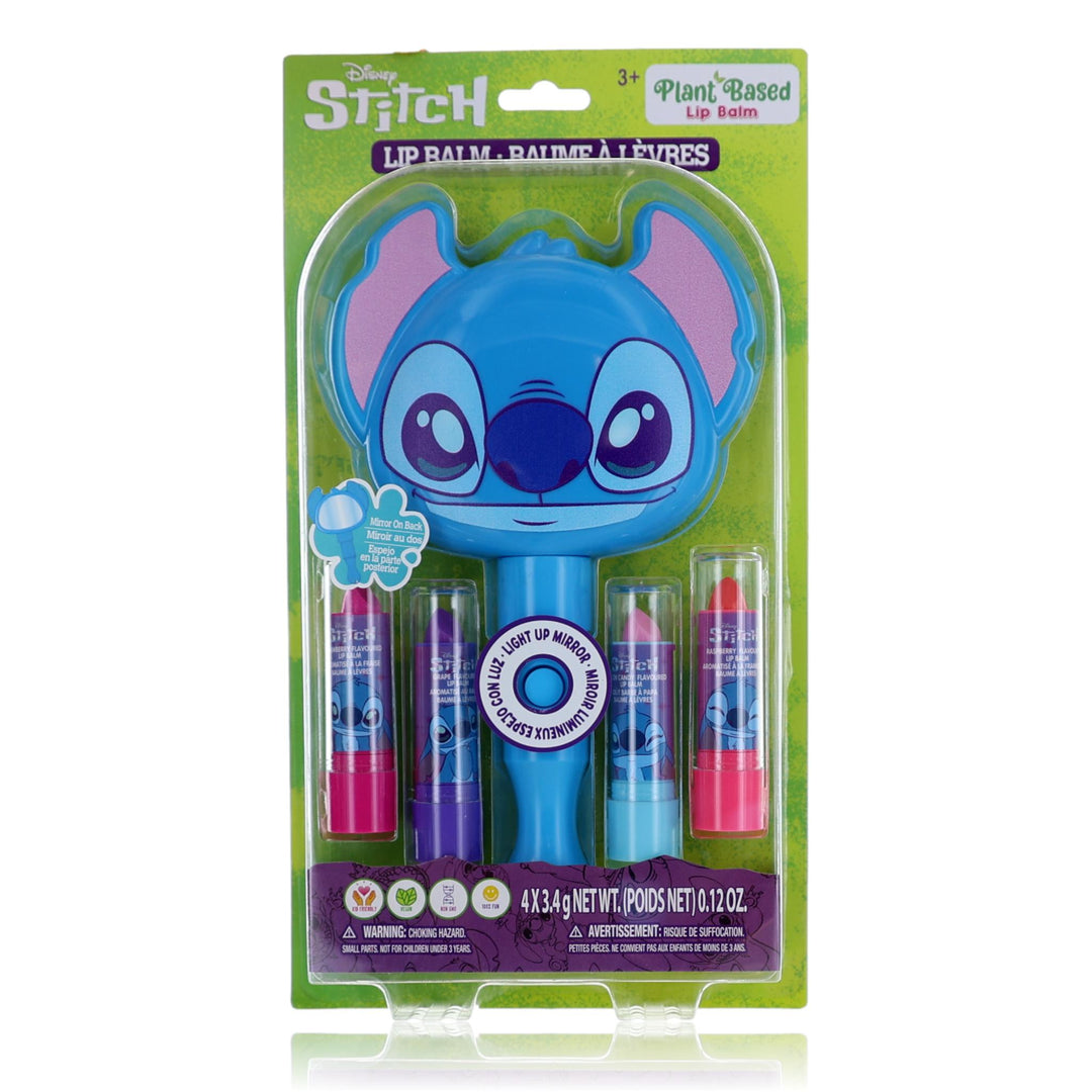 Stitch Light Up Mirror & Lip Balms By Disney, 5 Piece Cosmetic Set For Kids - Rochan Shop