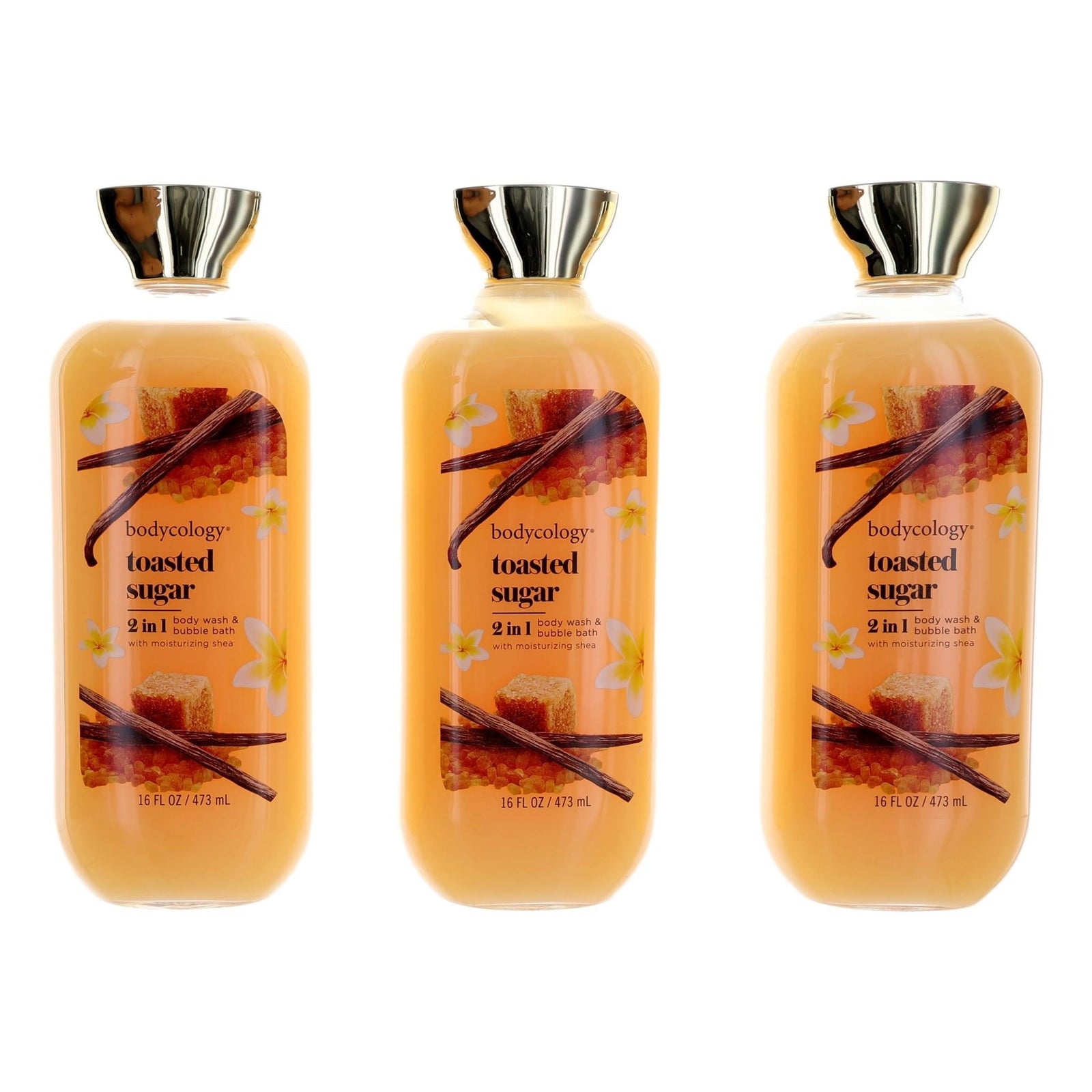 Toasted Sugar By Bodycology, 3 Pack 16oz 2 In 1 Body Wash & Bubble Bath Women - Rochan Shop
